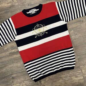 Vintage Crystal-Kobe Sweater Women Medium Red White Blue‎ USA Patriotic (150)